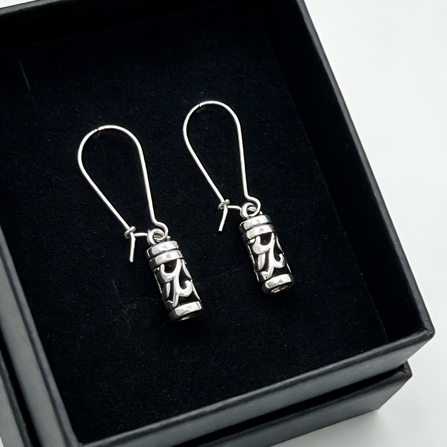 Vintage Bohemian Distressed Hollow Cylindrical Drop Earrings